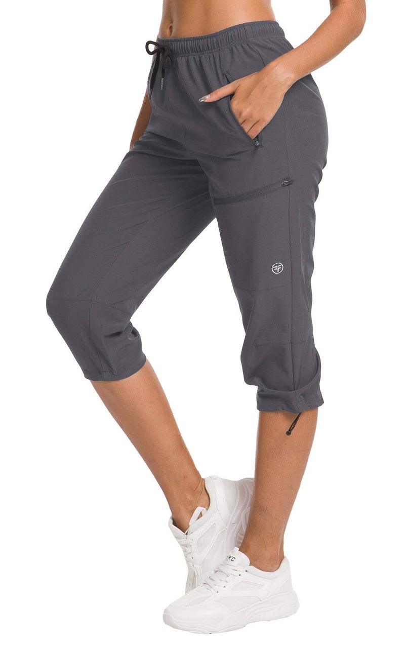 ChinFun Women's Hiking Pants Quick Dry Lightweight Outdoor Capris Water Resistant UPF50+ Grey L - Image 1